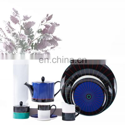 Nordic Modern Simple Deep Blue Ceramic Coffee Mug Tea Cup Dinner Plate Ceramic For Porcelain Top Table Ware