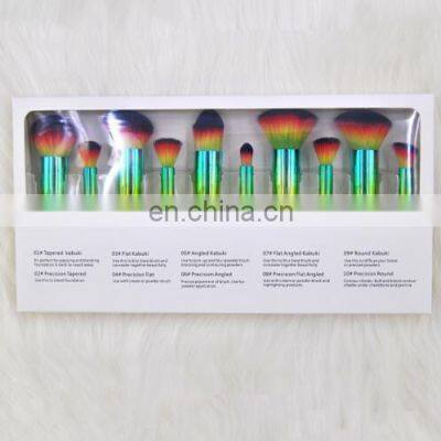 new arrival Premium 10pcs detachable heads metallic color synthetic interchangeable makeup brushes