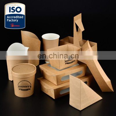 Disposable custom printed kraft food paper box for food