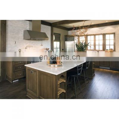 For Prefab House Europe style Coffee kitchen cabinets Rustic Kitchen cabinets Solid Wood Design