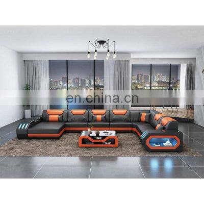 U Shaped Luxury Living Room Sofas Sectional European Style Furniture 7 Seater Leather Sofa Set Modern Sofa Bed