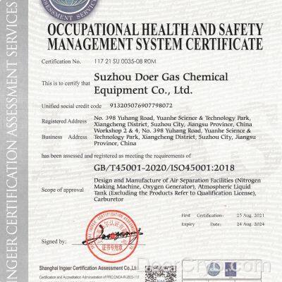 ISO 450001, OHS Management System Certificate