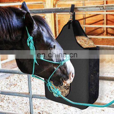 Cost Effective Black Oxford Cloth Net Logo High Quality Slow Feeder Horse Pet Hay Bag photo-2