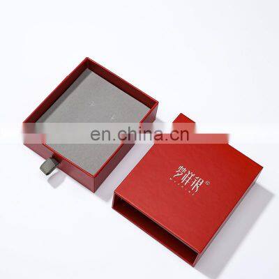 Custom printed jewelry pure Red rigid paper box with foam insert jewelry paper box