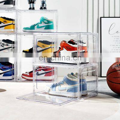 Shoe Storage Box, Clear Plastic Stackable Shoe Organizer for Closet, Space Saving Foldable Shoe Sneaker Container Bins Holders