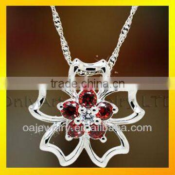 hot sell cheap metal silver jewelry garnet pendant