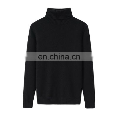 Custom 100% Cashmere Turtleneck Sweater Solid Pattern Long Sleeve Winter Knit Casual Style with Front Logo