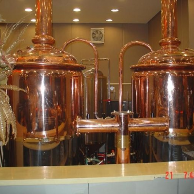Semi Auto Steam Copper Brewing Equipment , 500L Microbrewery Machine