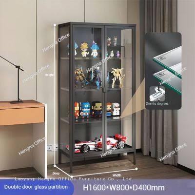Starry Night Black Figure Display Cabinet With Heavy-Duty Metal Frame & Adjustable Height Shelves for Model Shop photo-1
