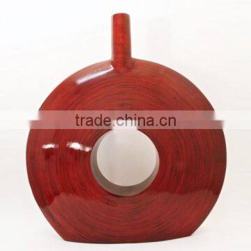 High quality best selling eco friendly spun red lacquer bamboo halo vase in Viet Nam