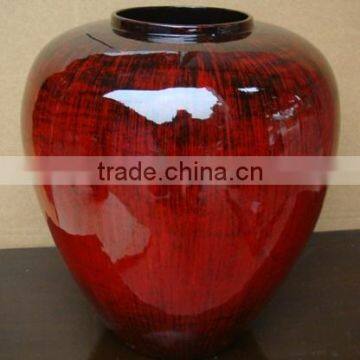 High quality best selling eco friendly spun bamboo laccquer ombre style red vase from Vietnam