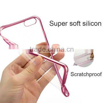 0.6MM Anti-Scratch Newest Transparent TPU Back Cover With Soft Electroplate Phone Case TPU Mobile Case for iphone 6                        
                                                Quality Choice