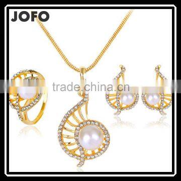 Romantic Simulated Pearl Crystal Necklace Earrings Sets Women Fashion Jewelry Sets for Party