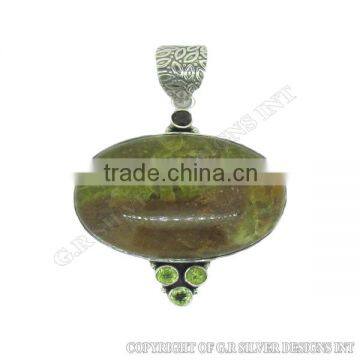 Natural Green Penny Opal Gemstone Pendant,sterling Silver Pendant Bezel,jewelry Suppliers From India