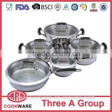 DW 10pcs set stainless steel cookware set with silicone handle