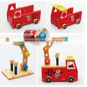 Top Sale Wooden Toy Fire Trucks OEM New Design Intelligent Toy DIY Trucks for Kids EZ5085