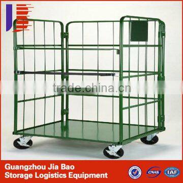 Metal Movable Warehouse Logistics Trolley Industrial steel wire cart