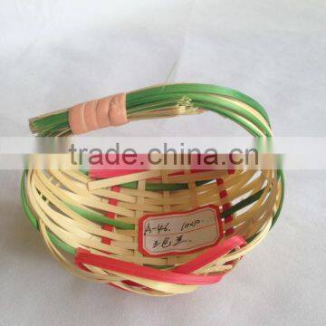 colored Easter bamboo basket with handle