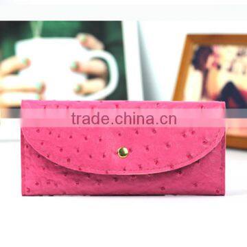 Pink Personalized Fake Ostrich Fancy ladies cheap Coin Purse For Promotion
