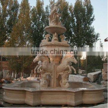 Yellow Marble Stone Garden Outdoor Horse Fountain