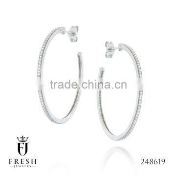 248619 - Hoop Silver Jewellery Fashion 925 Sterling Silver Earring - Silver Jewellery Manufacturer, CZ Cubic Zircon AAA