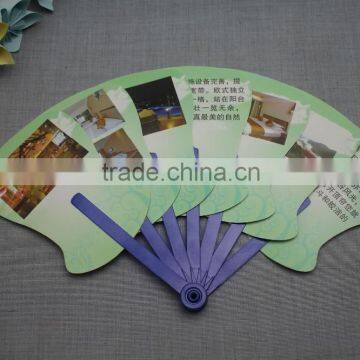 PP material plastic custom printed folding hand fan promotional 7 folding fan foldable hand fan