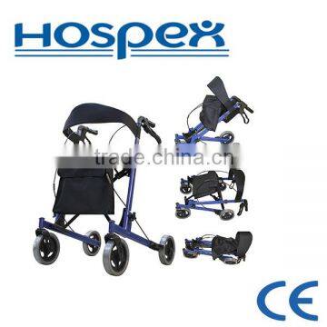 Aluminium rollator with loop-style brakes