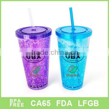 logo printing plastic frosty mug with straw