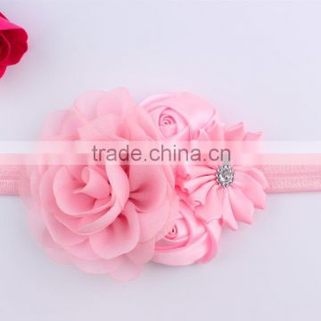 chiffon flower elastic headband,ribbon flower cute hairband for kids