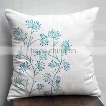 White linen embroidery tree pattern cushion cover