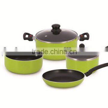 6pcs aluminum camping cookware set with removable handle