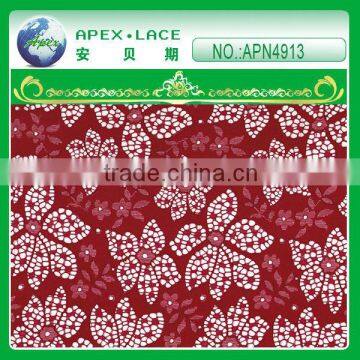 APN4913-poly mesh fabric for girls flower lace dress/polyester spandex fabric