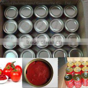 Canned tomato paste with easy open lid or normal lid