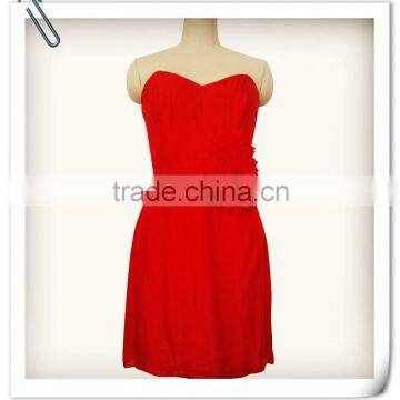 Lady's silk double layers georgette red short evening dress