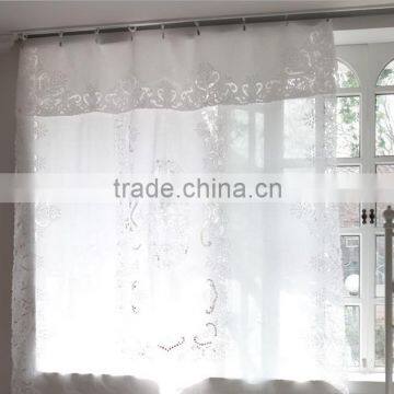 Hand embroidered white cotton window curtain-design 6