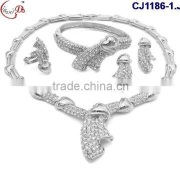 CJ1186 2016 African new arrival fashion design hand-weaved high quality Jewelry set necklace ,earing , braceket for party