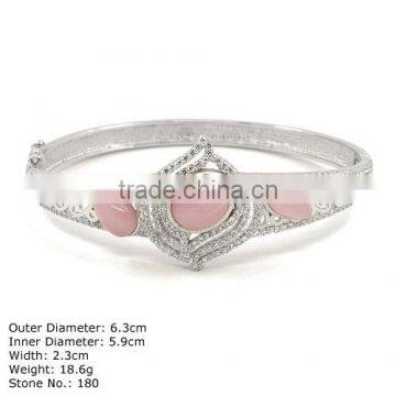 [ CZQ-0039 ] 925 Sterling Silver Jewelry with CZ Stones Bangle with Ross Cuartz