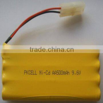 9.6V AA500mAh NI-CD rechargeable battery pack with wire and connector