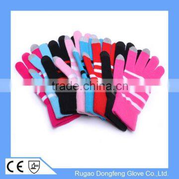 Colorful Striped Smartphone Touch Screen Glove Soft Knitted Touch Gloves