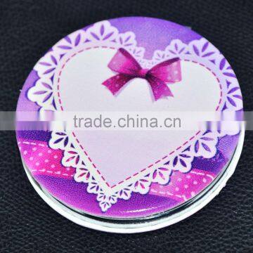 Pink Heart shape leather cosmetic compact mirror