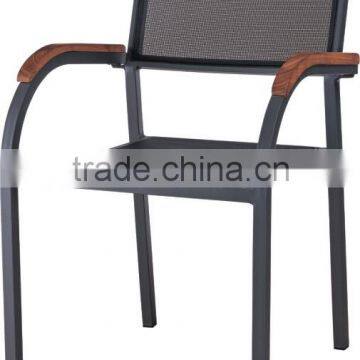 Green wicker armrest dining chair