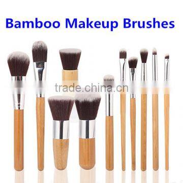 Cosmetics Brushes Professional 11pcs Bamboo Handle Makeup Brush Set, Synthetic Foundation Powder Brushes