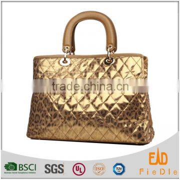 S238-B2340 Two Colors Metallic and Leopard Pattern Genuine Leather Purses and Handbags photo-2