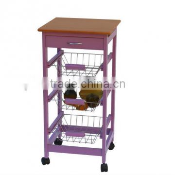 4 tiers bamboo food trolley with wine holder,best selling hotel supplies