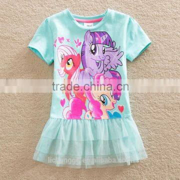 (LU3) 2 Colors NEAT branded kids wear Girls dresses my little pony cartoon girls frocks children clothes