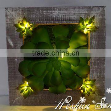 interior unique design retro style China factory wholesale artificial lighting succulent photo frame for sale