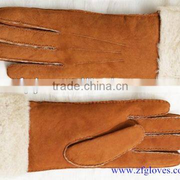 Fasion women winter warm lamb fur double face leather gloves