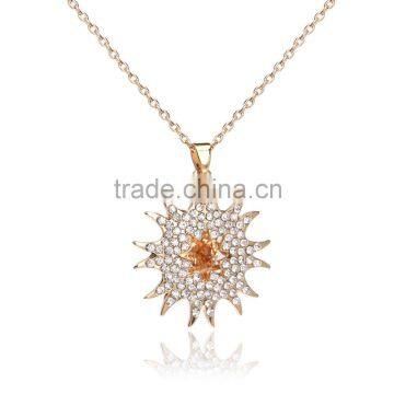 18k Italian Gold Jewelry Necklace Jewelry Crystal Sunflower Rhinestone Necklace