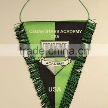 Printed pennant with colored fringe