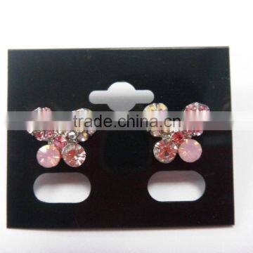 Fashion metal silver butterfly with colorful crystal earrings ,Customized Colors or LOGO and OEM desigtn accept